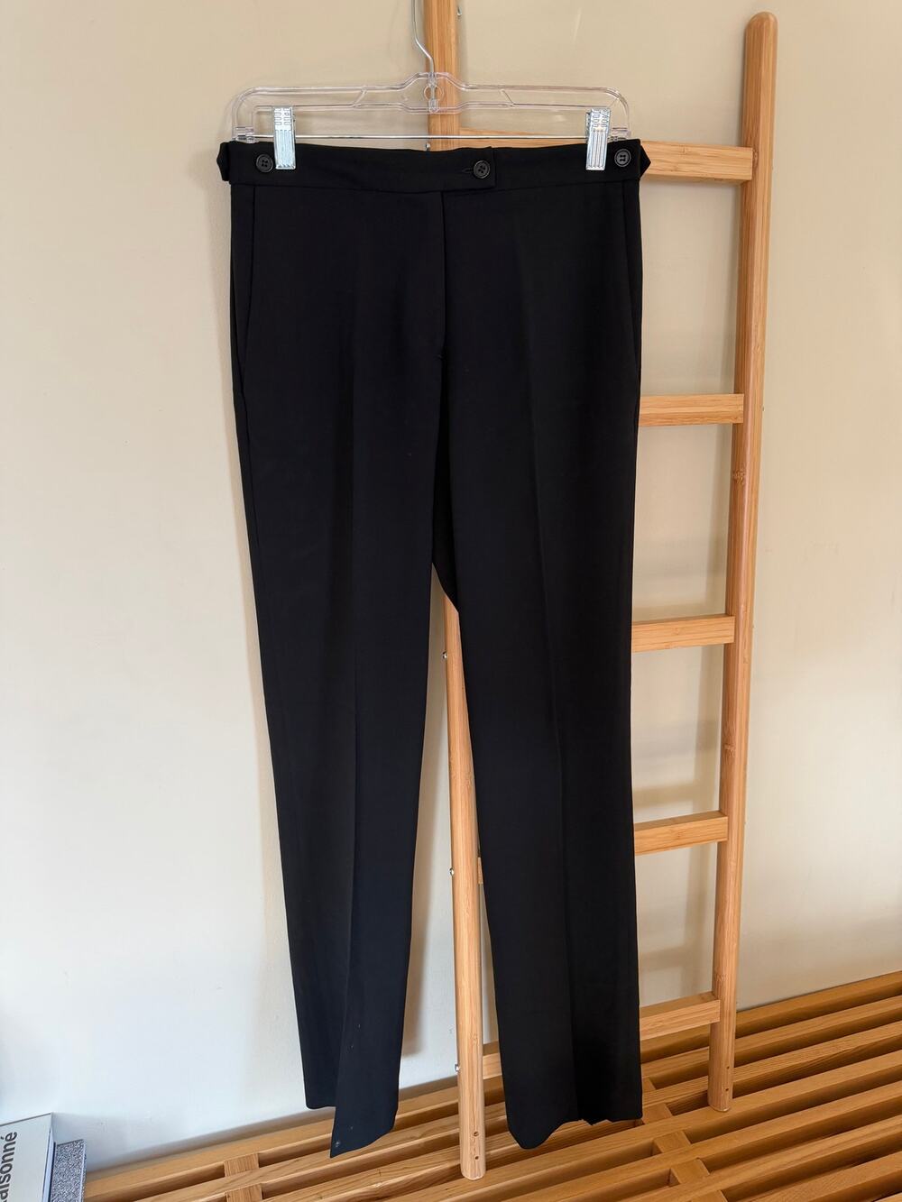 Vintage 90s Y2K Theory Black Wool Stretch Tailored Trousers Made in USA